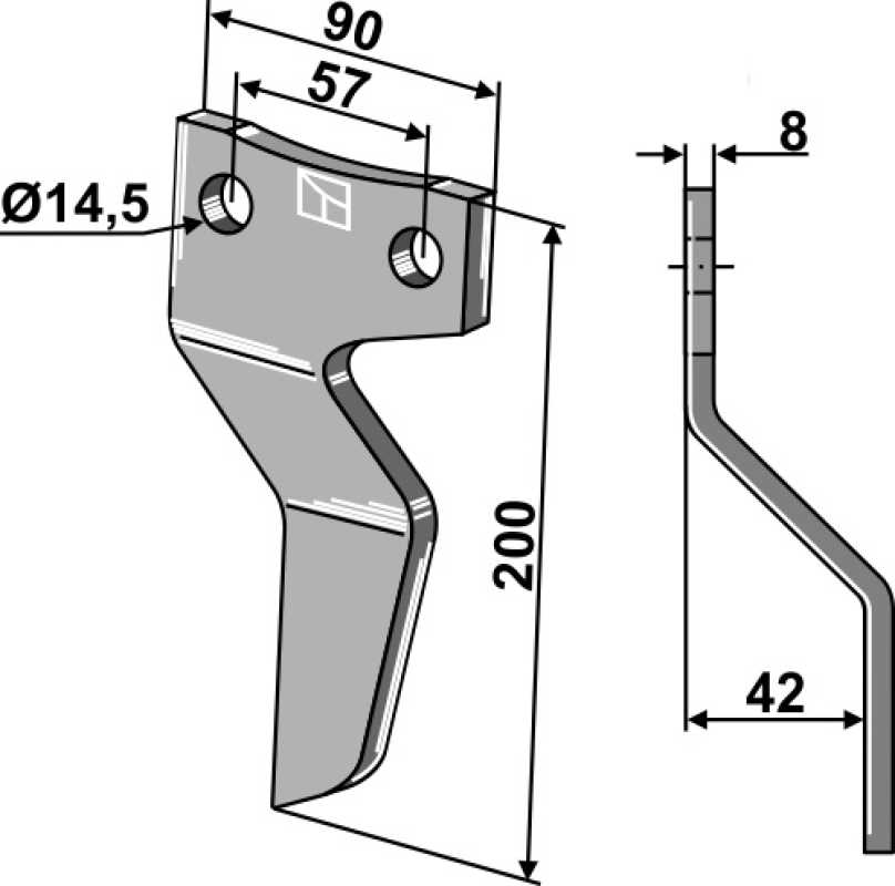 Rotorzinken 200x90mm, rechts